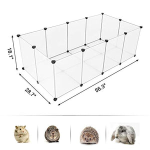 SONGMICS Pet Playpen,Fence Cage with Bottom for Small Animals Guinea Pigs, Hamsters, Bunnies,Rabbits, Pet Exercise Run and Crate, Transparent Plastic Panels, ULPC02W