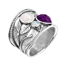 Load image into Gallery viewer, Silpada 'Heavenly' 3 ct Moonstone &amp; Natural Amethyst Ring in Sterling Silver, Size 8
