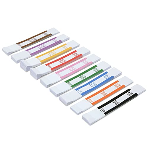 Load image into Gallery viewer, 300 Pack Money Bands for Cash, Self-Adhesive Currency Straps for Bill Wrappers, 9 Standard Colors (7.75 x 1.25 In)