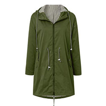 Load image into Gallery viewer, Thenxin Women&#39;s Outdoor Waterproof Jacket Zip Up Drawstring Hooded Long Trench Raincoat(Green,XXXXXL)
