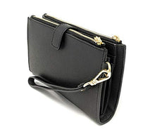 Load image into Gallery viewer, Michael Kors Women&#39;s Jet Set Travel Double Zip Wristlet, Black Saffiano, One Size
