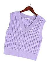 Load image into Gallery viewer, ELESOL Knit Vest V Neck DIY Knitted Sweater Vest Sleeveless Sweater Cable Knit Tank Tops
