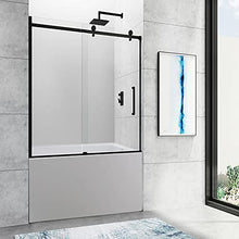 Load image into Gallery viewer, Tampa Single Sliding Frameless Bathtub Shower Doors, 55-59 inch Width Adjustable x 60 inch Height, 5/16 inch Tempered Glass with Hardware Kit, Matte Black
