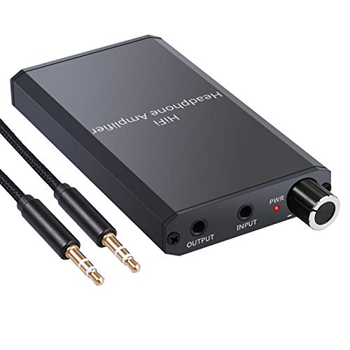 eSynic Headphone Amplifier Portable Amp 3.5mm Gain Switch Audio Rechargeable HiFi Earphone Headphone Amplifier with 1.2m USB Cable and Lithium Battery for MP3 MP4 Phones Digital Players and Computers