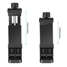 Load image into Gallery viewer, Neewer Cellphone Holder Clip Desktop Tripod Mount with Mini Ball Head Hot Shoe Adapter for 14-inch and 18-inch Ring Light and iPhone, Samsung, Huawei Smartphone Within 1.9-3.9 inches Width
