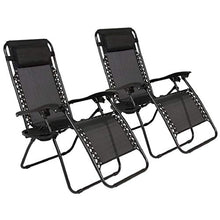 Load image into Gallery viewer, Zero Gravity Chairs Patio Set of 2 with Pillow and Cup Holder Patio Furniture Outdoor Adjustable Dining Reclining Folding Chairs for Deck Patio Beach Yard
