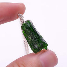 Load image into Gallery viewer, Handmade Rough Green Chrome Diopside Natural Raw Crystals Pendant Necklace Energy Gemstone Healing Crystals, Birthday, Gift for her, 925 Sterling Silver Jewelry 18 inch A+ Quality
