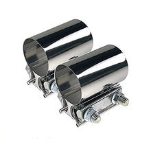 Load image into Gallery viewer, 2X 2.5" Inch Stainless Steel Butt Joint Exhaust Band Clamp Sleeve for Exhaust Pipes, Mufflers and Catalytic Converters
