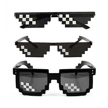 Load image into Gallery viewer, [3 Pack] Thug Life Sunglasses, Men Women Glass 8 Bit Pixel Mosaic Glasses Photo Props Unisex Sunglass Toy - Black

