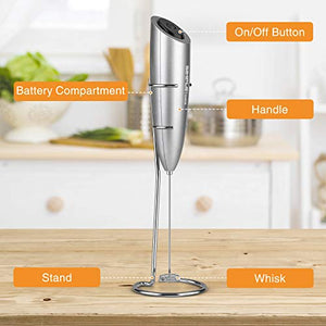 SIMPLETaste Milk Frother Handheld Battery Operated Electric Foam Maker, Drink Mixer with Stainless Steel Whisk and Stand for Cappuccino, Bulletproof Coffee, Latte