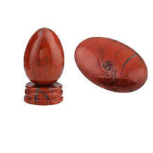 Load image into Gallery viewer, mookaitedecor Bundle - 2 Items: Red Jasper Crystal Egg with Stone Stand &amp; Pocket Palm Stone Worry Stones
