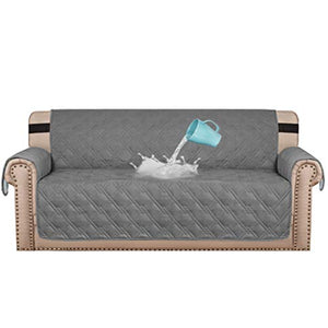 H.VERSAILTEX 100% Waterproof Sofa Protector Cover Couch Covers for Dogs / Pets | Sofa Covers for 3 Cushion Couch Leather Sofa Slipcovers with Non Slip Backing (Seat Width 68", Grey)