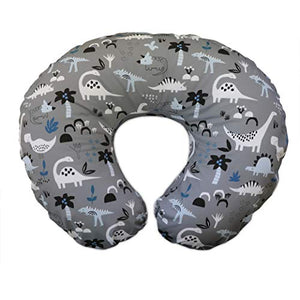 Boppy Original Nursing Pillow and Positioner, Gray Dinosaurs, Cotton Blend Fabric with Allover Fashion