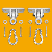 Load image into Gallery viewer, Jungle Gym Kingdom Swing Set Hangers - 4 Heavy Duty Brackets with Locking Snap Hooks for Porch, Patio, Playground - Indoor/Outdoor Hardware &amp; Accessories
