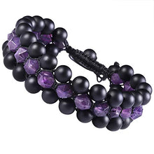 Load image into Gallery viewer, TUMBEELLUWA Amethyst 8mm Handcrafted Strand Crystal Stone Bracelet Adjustable Healing Reiki Polishing Quartz Beads Bracelet for Meditation Power Three-Layer
