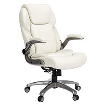 Load image into Gallery viewer, AmazonCommercial Ergonomic High-Back Bonded Leather Executive Chair with Flip-Up Arms and Lumbar Support, Cream
