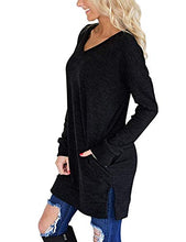 Load image into Gallery viewer, LERUCCI Womens Casual Long Sleeves Solid V-Neck Tunics Tops with Pockets Green Small

