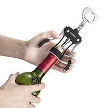 Load image into Gallery viewer, Wine Opener, Zinc Alloy Premium Wing Corkscrew Wine Bottle Opener with Multifunctional Bottles Opener, Upgrade - Black
