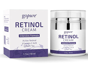 goPure Retinol Cream for Face - Anti Aging Face Cream - Anti Wrinkle Cream Face Moisturizer - Retinol Night Cream in Airless Jar - 1.7oz