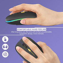 Load image into Gallery viewer, 【Upgrade】 LED Wireless Mouse, Rechargeable Slim Silent Mouse 2.4G Portable Mobile Optical Office Mouse with USB &amp; Type-c Receiver, 3 Adjustable DPI for Notebook, PC, Laptop, Computer, Desktop (Black)
