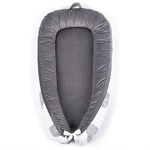 Portable Crib Baby Portable Lounger Infant Bassinet Reversible Co Sleeping Cribs for Bedroom/Travel (Gray)…