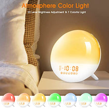 Load image into Gallery viewer, Sunrise Alarm Clock, Wake Up Light with Dual Alarms Clock for Bedrooms, Smart Alarm Clock for Heavy Sleepers Adults Kids, 7 Nature Sounds &amp; Snooze, FM Radio, 7 Colors Ambient Lamp, Ideal for Gift
