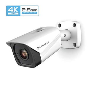 Amcrest UltraHD 4K (8MP) Outdoor Bullet POE IP Camera, 3840x2160, 131ft NightVision, 2.8mm Lens, IP67 Weatherproof, MicroSD Recording, White (IP8M-2496EW-28MM)