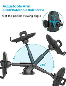 Suction Cup Phone Holder for Windshield/Dashboard/Window, Universal Dashboard & Windshield Sturdy Suction Cup Car Phone Mount with Strong Sticky Gel Pad,Compatible W/ iPhone, Samsung &Other Smartphone
