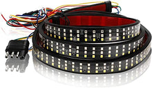 Load image into Gallery viewer, Truck Tailgate Light Bar 60” Triple Row 504 LED Strip with White Reverse Red Brake Amber Sequential Turn Signal Light Running Lamp for SUV Van - Trailer Strobe Taillight 2935 SMD LED Chips Waterproof
