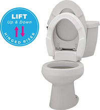 Load image into Gallery viewer, NOVA Medical Products Hinged Toilet Seat Riser, Lift Up and Down Raised Toilet Seat (For Under Seat), For Elongated Seat, White
