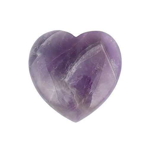Bingcute Natural Amethyst Pocket Carved Puff Heart Pocket Stone,Healing Palm Crystal Pack of 1(1.6