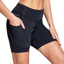 Load image into Gallery viewer, BALEAF Women's 5" Bike Shorts 4D Padded Pockets Cycling Shorts Mountain Biking Bicycle Spin Gel UPF50+, Black M
