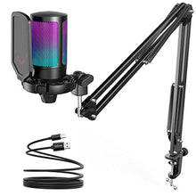 Load image into Gallery viewer, FIFINE Gaming PC USB Microphone, Podcast Condenser Mic with Boom Arm, Pop Filter, Mute Button for Streaming, Twitch, Online Chat, RGB Computer Mic for PS4/5 PC Gamer Youtuber-AmpliGame A6T
