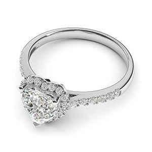 14k White Gold Simulated Heart-shaped Diamond Halo Engagement Ring with Side Stones Promise Bridal Ring (9)