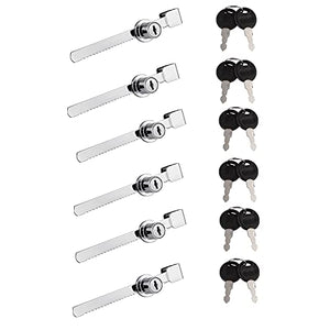 Tidorlou 6 Pcs Sliding Glass Door Ratchet Lock,Drawer Display Case Showcase Lock,Keyed Alike Window Locks with Chrome Finish (Fit Glass Thickness 4-8mm)