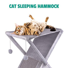 Load image into Gallery viewer, Ruff &#39;n Ruffus Foldable Cat Tower Tree + Free Bonus Handheld Chase Toy + 6 Cat Toys | Plush Folding House with Hammock | Condo | Scratching Pad &amp; Post | &amp; Play Balls | for Kittens | Medium &amp; Large Cat

