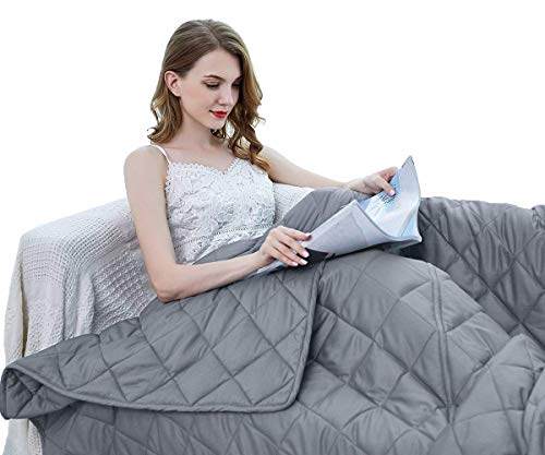 ZZZhen Weighted Blanket - High Breathability - 48''72'' 15LBs - Premium Heavy Blankets - Calm Sleeping for Adult and Kids, Durable Quilts and Quality Construction