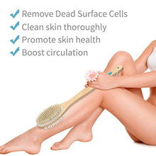 Load image into Gallery viewer, Metene Shower Brush with Soft and Stiff Bristles, Bath Dual-Sided Long Handle Back Scrubber Body Exfoliator for Wet or Dry Brushing
