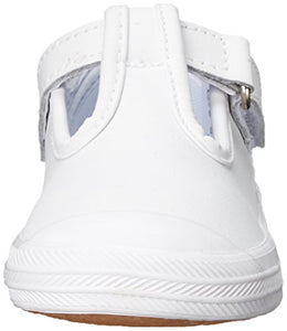 Keds baby-girls Champion Toe Cap T-Strap Sneaker , White Leather, 3 M US Infant