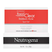 Load image into Gallery viewer, Neutrogena Rapid Clear Stubborn Acne Spot Treatment Gel with Maximum Strength Benzoyl Peroxide Acne Treatment Medicine, Pimple Cream for Acne Prone Skin with 10% Benzoyl Peroxide, 1 oz
