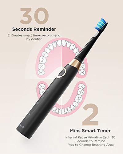 Load image into Gallery viewer, Fairywill Sonic Electric Toothbrush Rechargeable for Adults and Kids, ADA Accepted, 3 Brush Heads Included, 4 Hours Charge Minimum 30 Days Use, Dentists Recommend, Build in 2 Mins Timer Black
