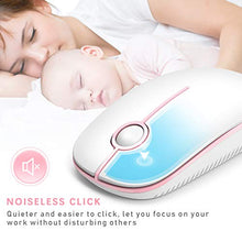 Load image into Gallery viewer, Wireless Keyboard and Mouse Combo, Jelly Comb 2.4G Slim Ergonomic Quiet Keyboard and Mouse with Round Keys for Windows, Laptop, PC, Notebook-White and Pink
