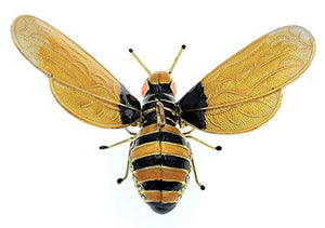 Kubla Crafts Cloisonne Articulated Enamel Bumblebee Christmas Ornament, Accented with Austrian Crystals, 2.75 Inches Wide