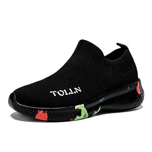 TOLLN Toddler Sneakers Boys & Girls Walking Running Daily Shoes Mulblack (12 Little Kid)&EU30
