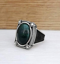 Load image into Gallery viewer, Handmade 925K Sterling Silver Mens Ring With Moss Agate Stone
