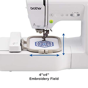 Brother SE600 Sewing and Embroidery Machine, 80 Designs, 103 Built-In Stitches, Computerized, 4" x 4" Hoop Area, 3.2" LCD Touchscreen Display, 7 Included Feet