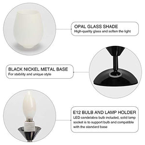 Boncoo Touch Control Table Lamp Dimmable Small Lamp Ambient Light with White Opal Glass Shade Simple Night Light Modern Accent Lamp Bedside Nightstand Lamp for Bedroom Living Room, E12 Bulb Included