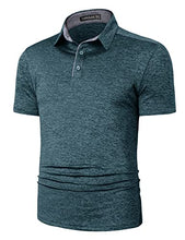 Load image into Gallery viewer, TAPULCO Men's Dry Fit Short Sleeve Polo Golf Shirt Fast Absorb Sweats Smooth Soft Outdoor Activities Classic Business Casual Collared T-Shirts Deep Teal Medium
