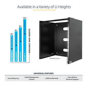 StarTech.com 6U Wall Mount Network Rack - 14 Inch Deep (Low Profile) - 19" Patch Panel Bracket for Shallow Server and IT Equipment, Network Switches - 44lbs/20kg Weight Capacity, Black (WALLMOUNT6)