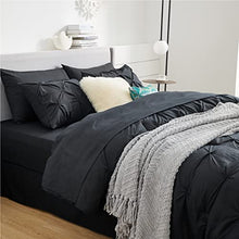 Load image into Gallery viewer, Bedsure Black Twin Comforter Set Kids - 6 Pieces Pintuck Black Bed Set Twin, Pinch Pleat Black Twin Bedding Sets with Comforters, Sheets, Pillowcases &amp; Shams
